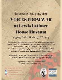 Voices From War at Lewis Latimer House Museum